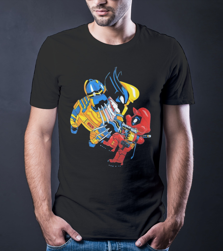 Wario And Mario As Wolverine And Deadpool Face-Off In Colorful Crossover T-Shirt
