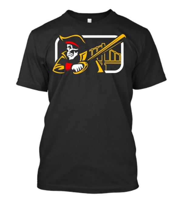 Pirates Of The Allegheny Skeleton With Bridge And Baseball Bat T-Shirt