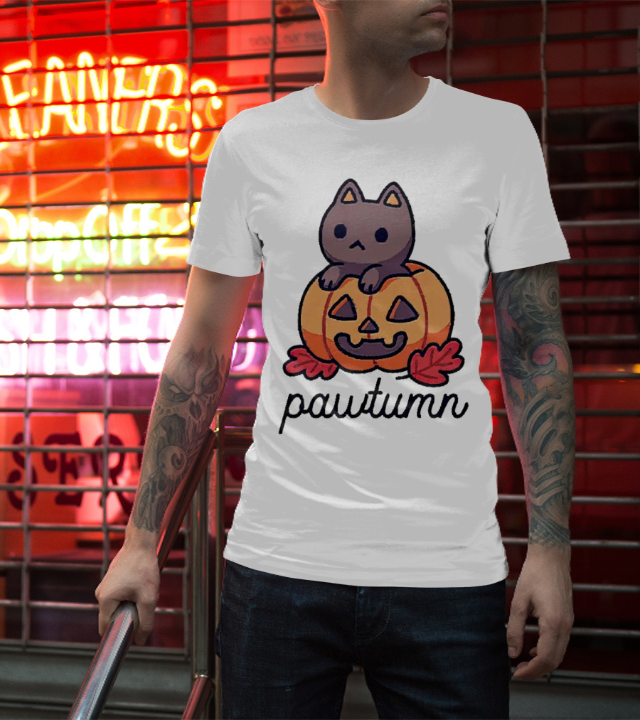 Halloween Cat Pawtumn Pumpkin T-Shirt