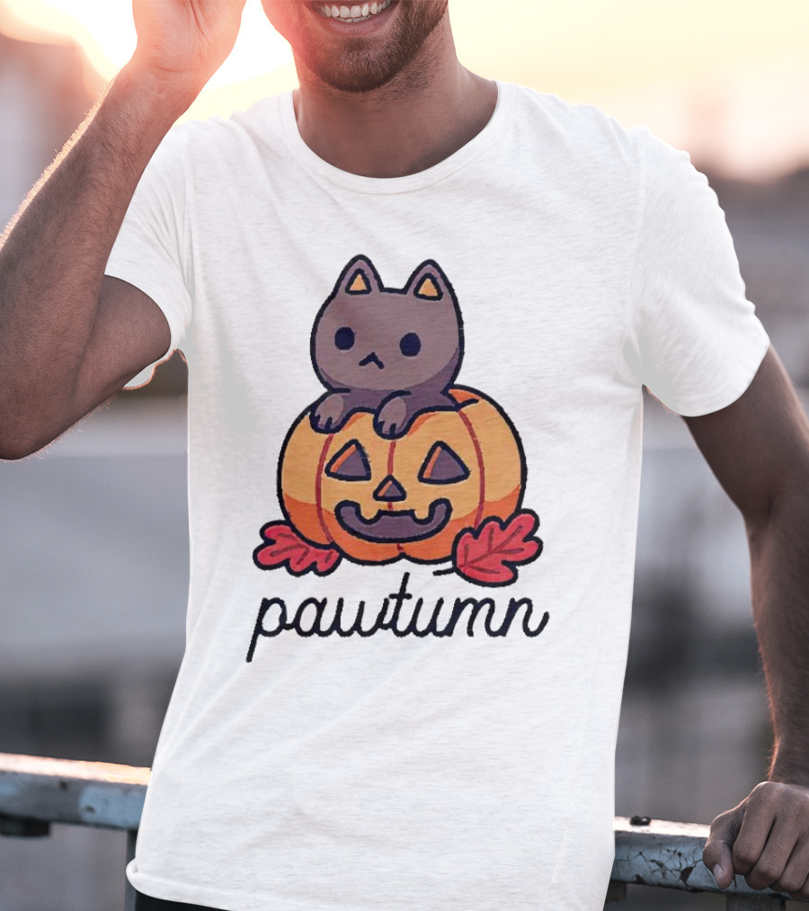 Halloween Cat Pawtumn Pumpkin T-Shirt