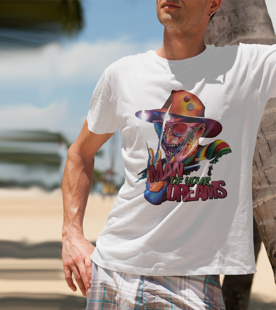 Freddy Krueger Rainbow Hat Sunglasses Claw Man Of Your Dreams T-Shirt