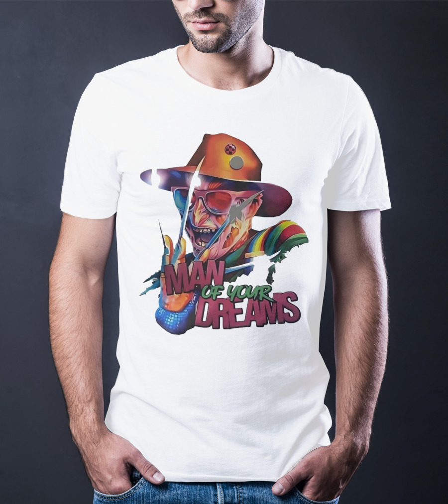 Freddy Krueger Rainbow Hat Sunglasses Claw Man Of Your Dreams T-Shirt