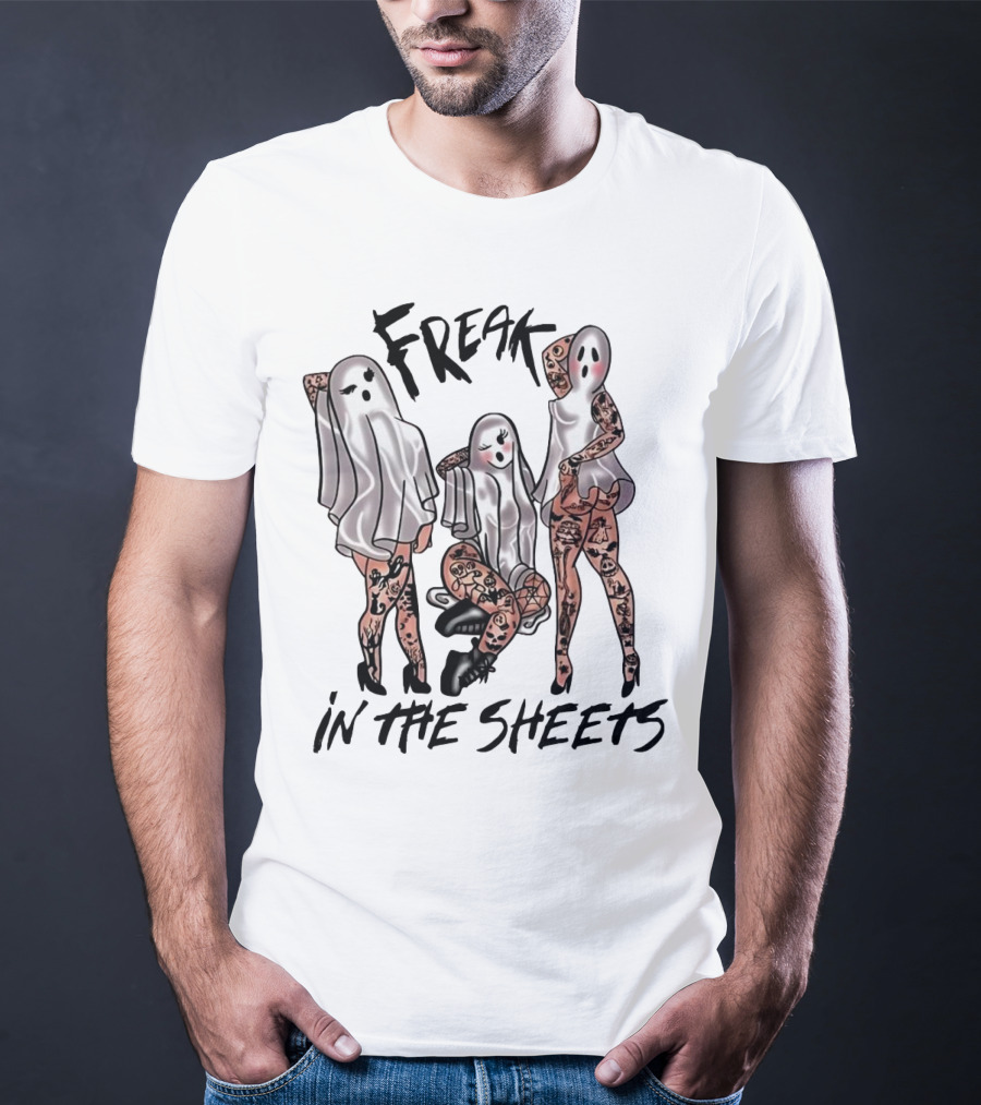 Ghosts Freak In The Sheets Tattooed Spooky T-Shirt