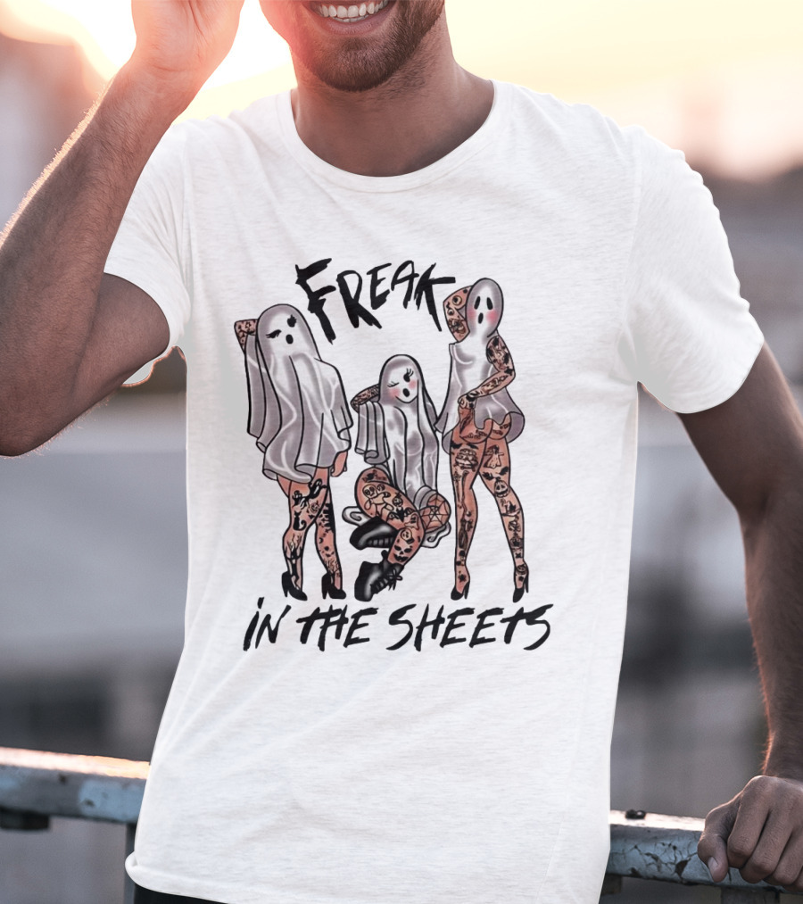 Ghosts Freak In The Sheets Tattooed Spooky T-Shirt