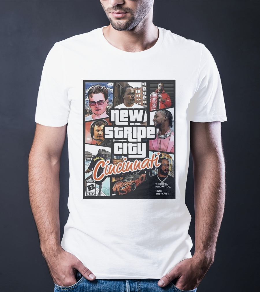 New Stripe City Cincinnati Icons Comic Style NFL T-Shirt