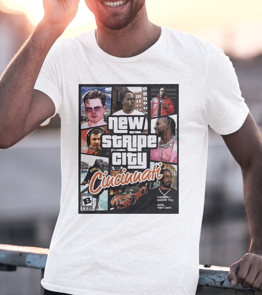 New Stripe City Cincinnati Icons Comic Style NFL T-Shirt