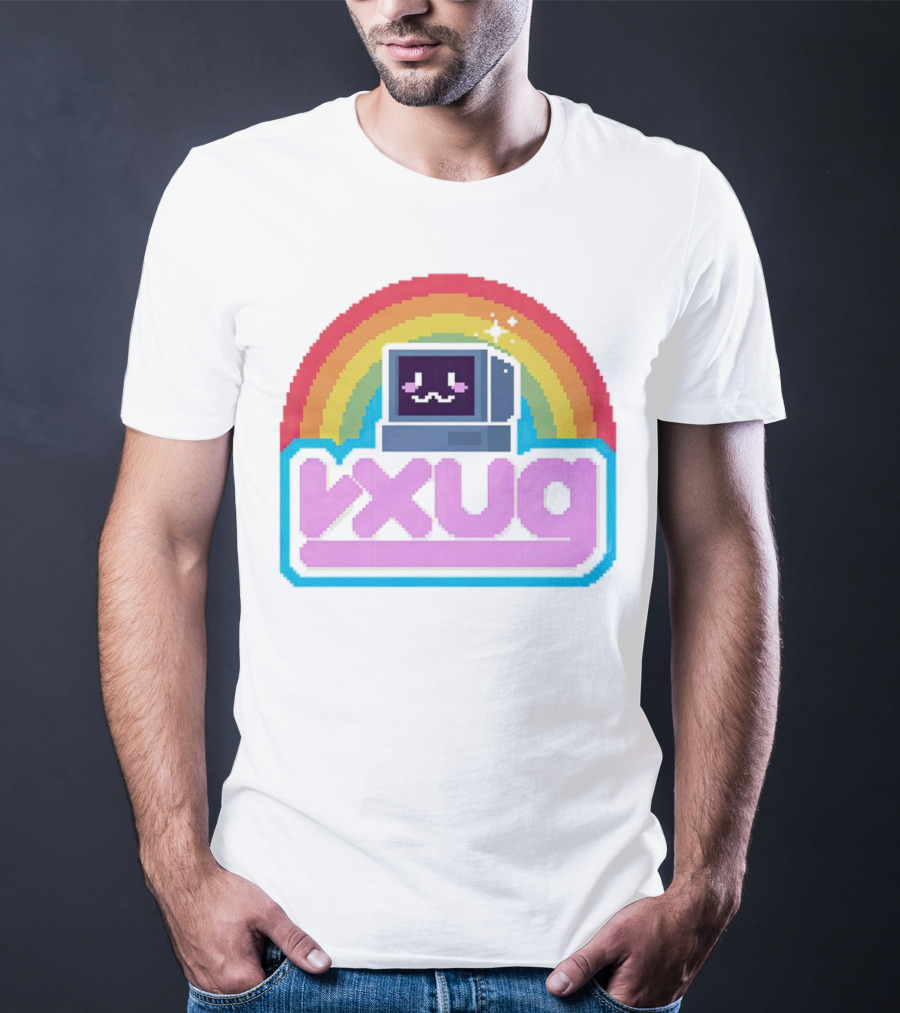 Rainbow Vxug Pixel Art Retro Computer T-Shirt