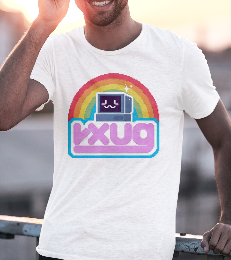 Rainbow Vxug Pixel Art Retro Computer T-Shirt