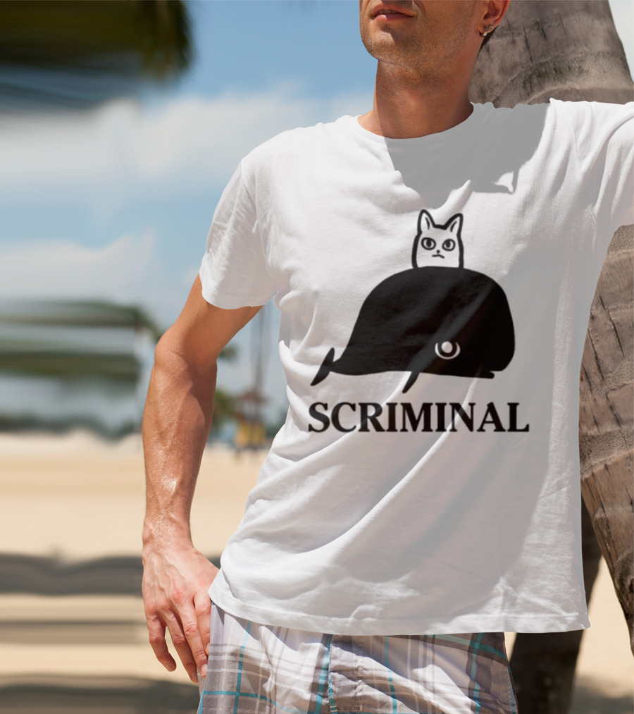 Scriminal Cat On Whale T-Shirt