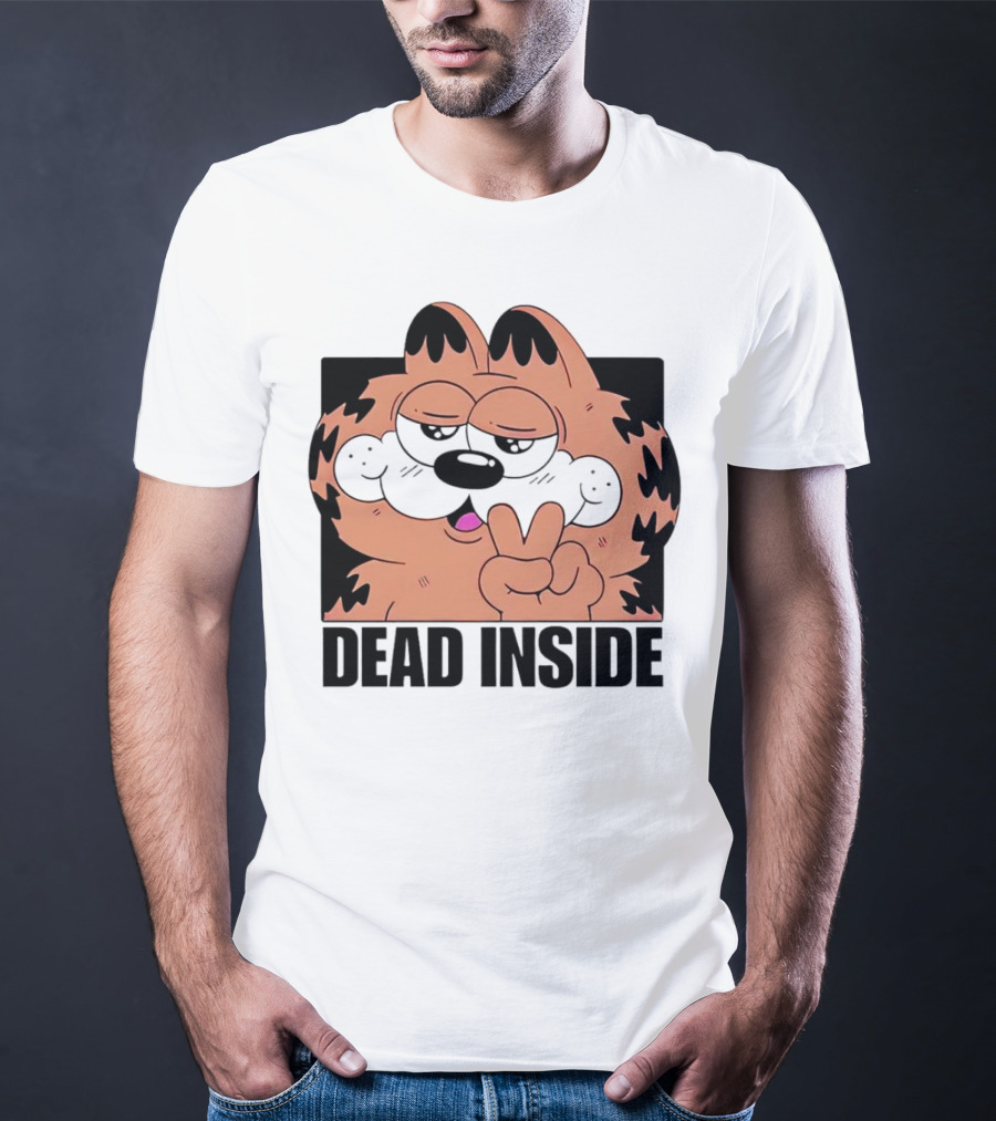 Garfield Dead Inside Peace Sign Iconic Meme T-Shirt
