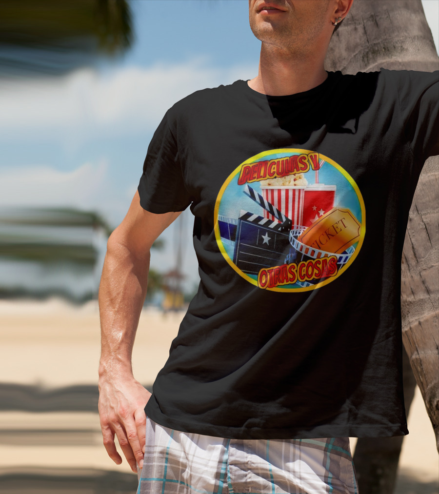 Peliculas Y Otras Cosas Con Claqueta, Palomitas, Ticket, Refresco Y Cine T-Shirt
