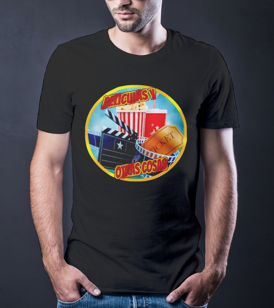 Peliculas Y Otras Cosas Con Claqueta, Palomitas, Ticket, Refresco Y Cine T-Shirt