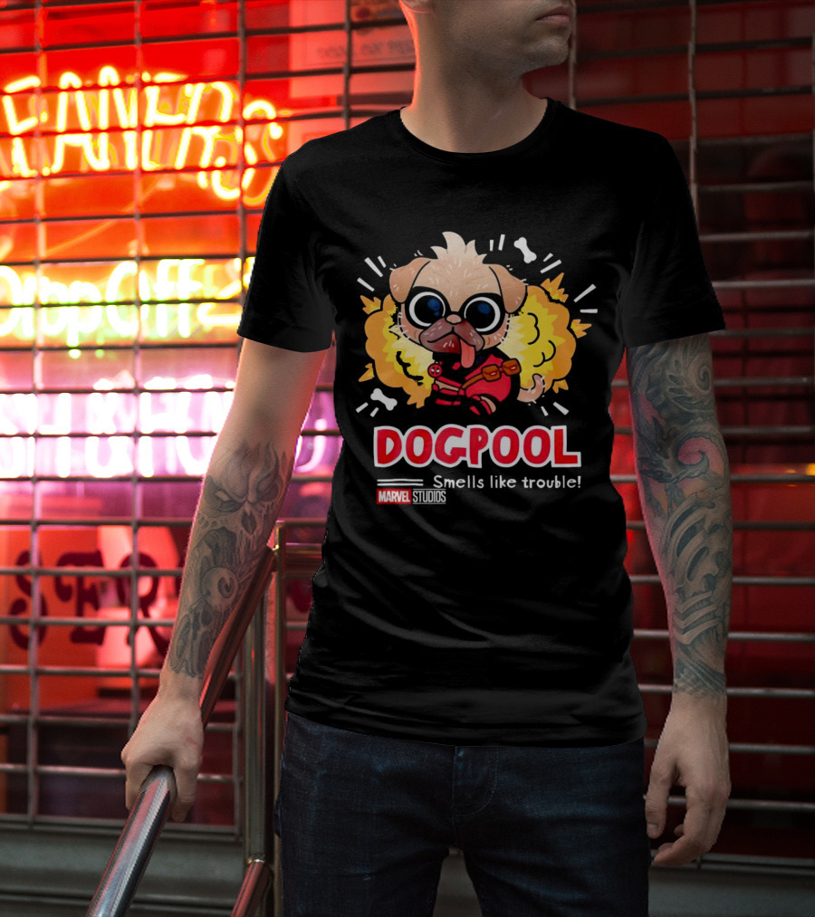 Deadpool Marvel Studios Dogpool Smells Like Trouble T-Shirt