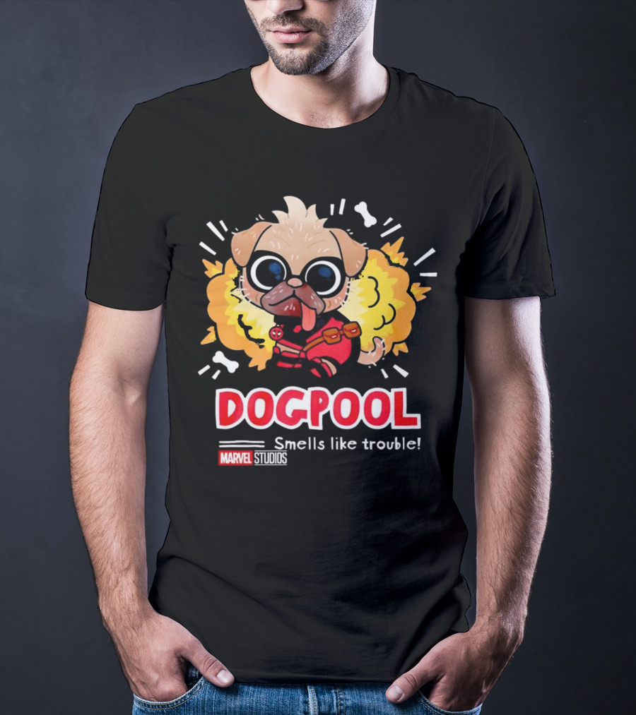 Deadpool Marvel Studios Dogpool Smells Like Trouble T-Shirt