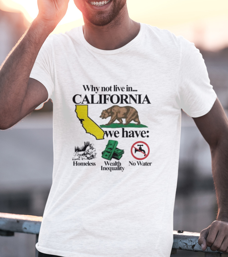 Why Not Live In California We Have Homeless Bear Wealth Inequality No Water T-Shirt