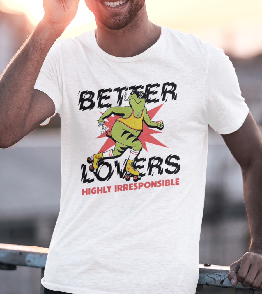Better Lovers Highly Irresponsible Roller Skating Dinosaur On Yellow Wheels T-Shirt
