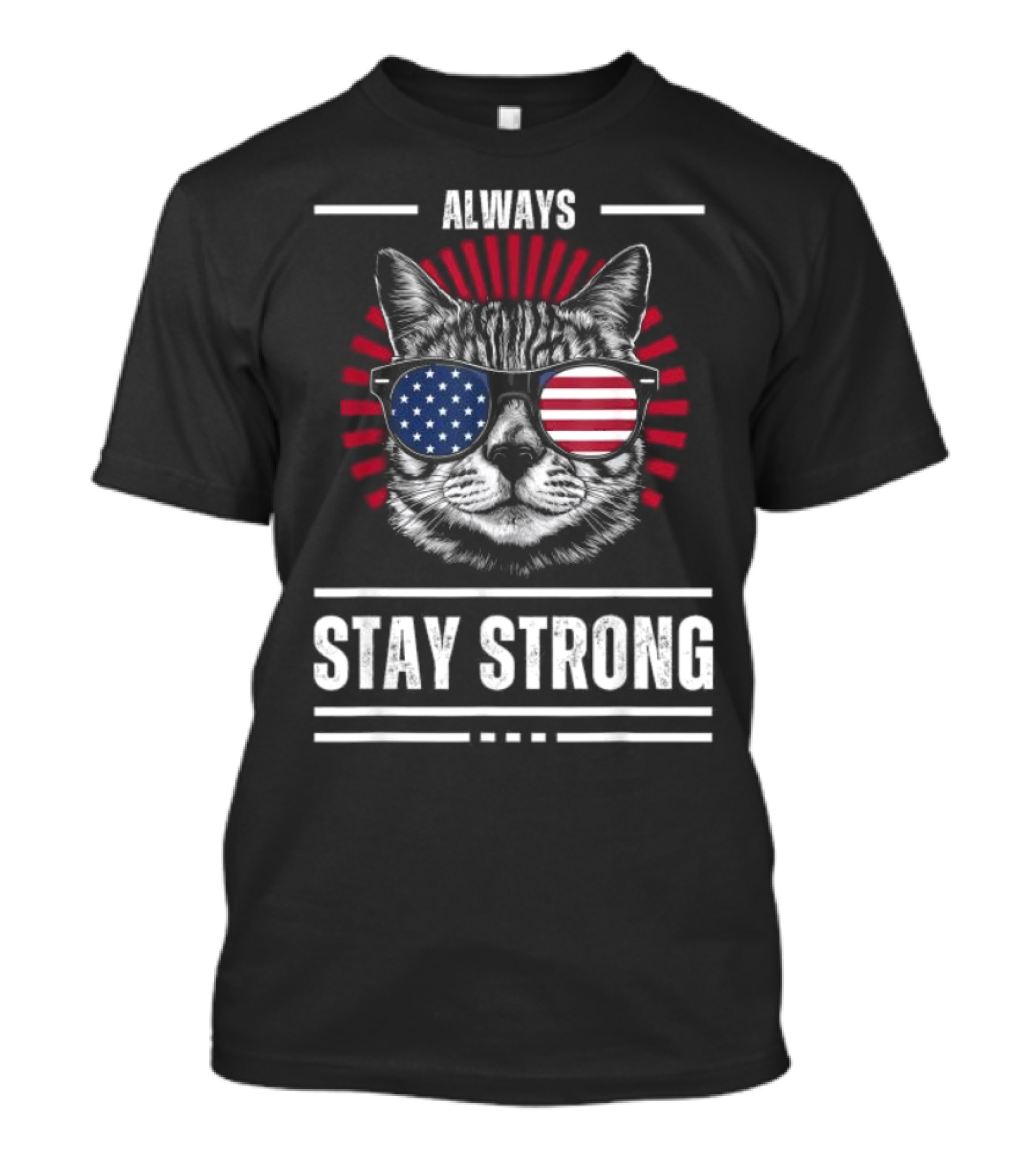 Always Stay Strong Cat USA Sunglasses T-Shirt