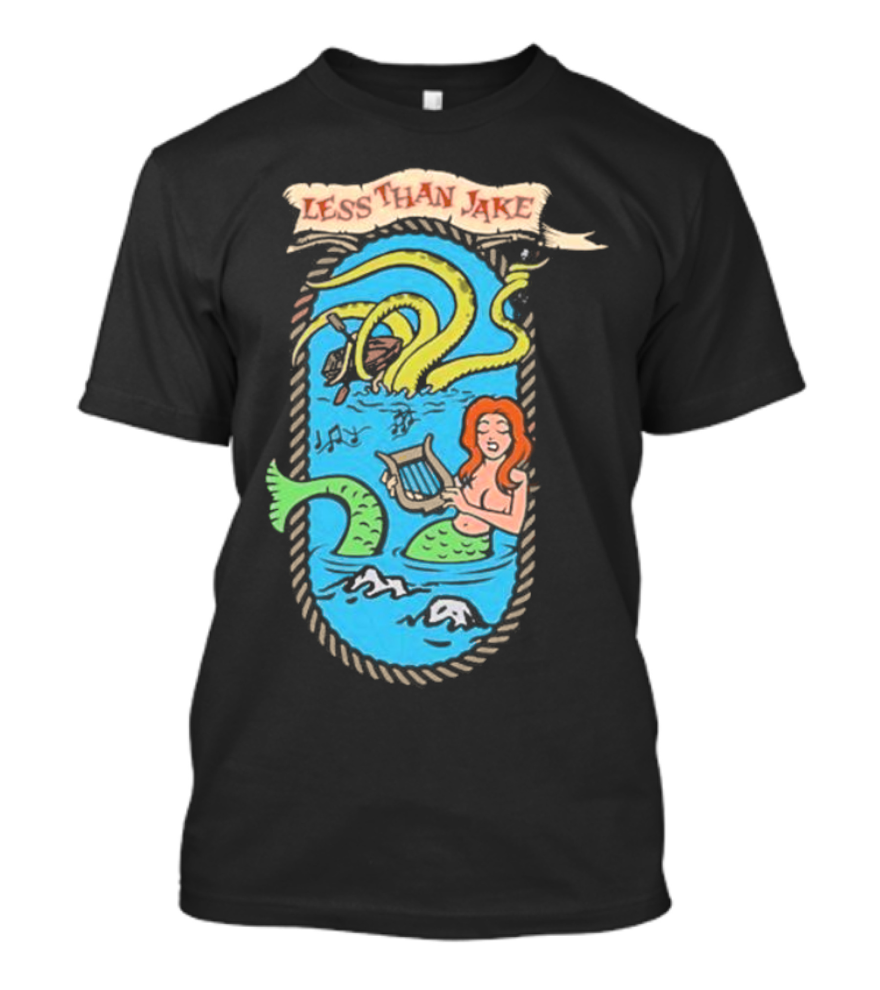 Less Than Jake Mermaid And Sea Monster Playing Music T-Shirt