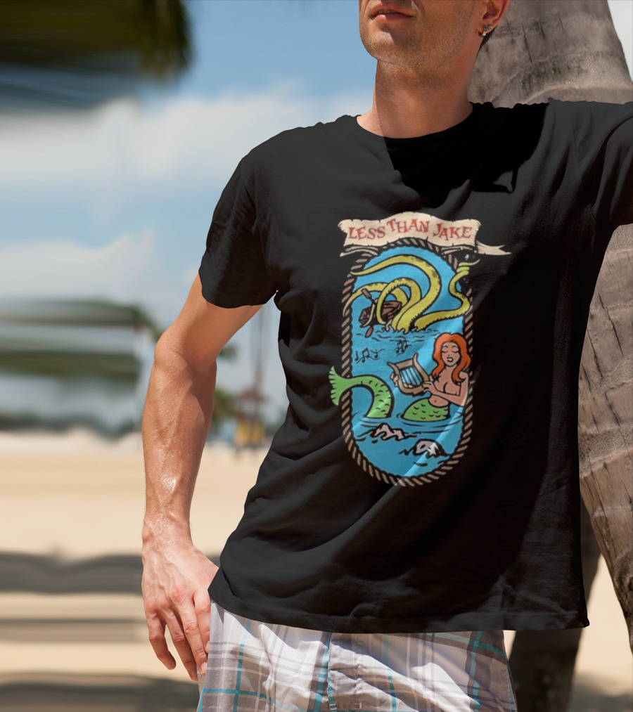 Less Than Jake Mermaid And Sea Monster Playing Music T-Shirt