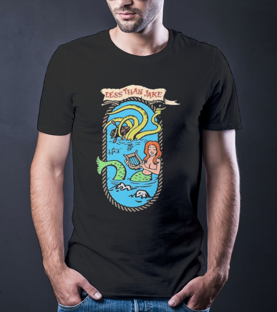 Less Than Jake Mermaid And Sea Monster Playing Music T-Shirt