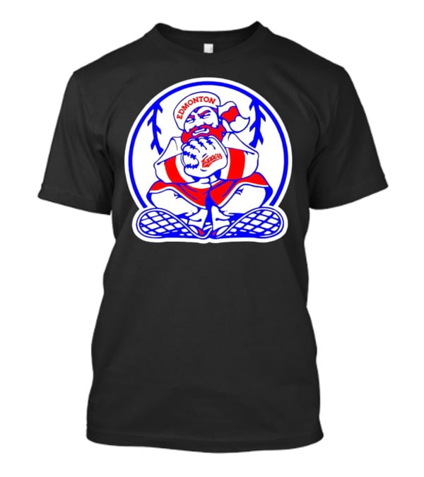 Edmonton Trappers Santa Logo Baseball Winter T-Shirt