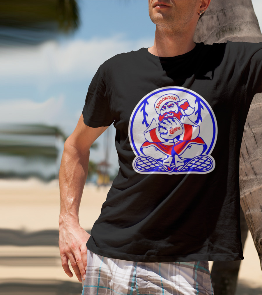 Edmonton Trappers Santa Logo Baseball Winter T-Shirt