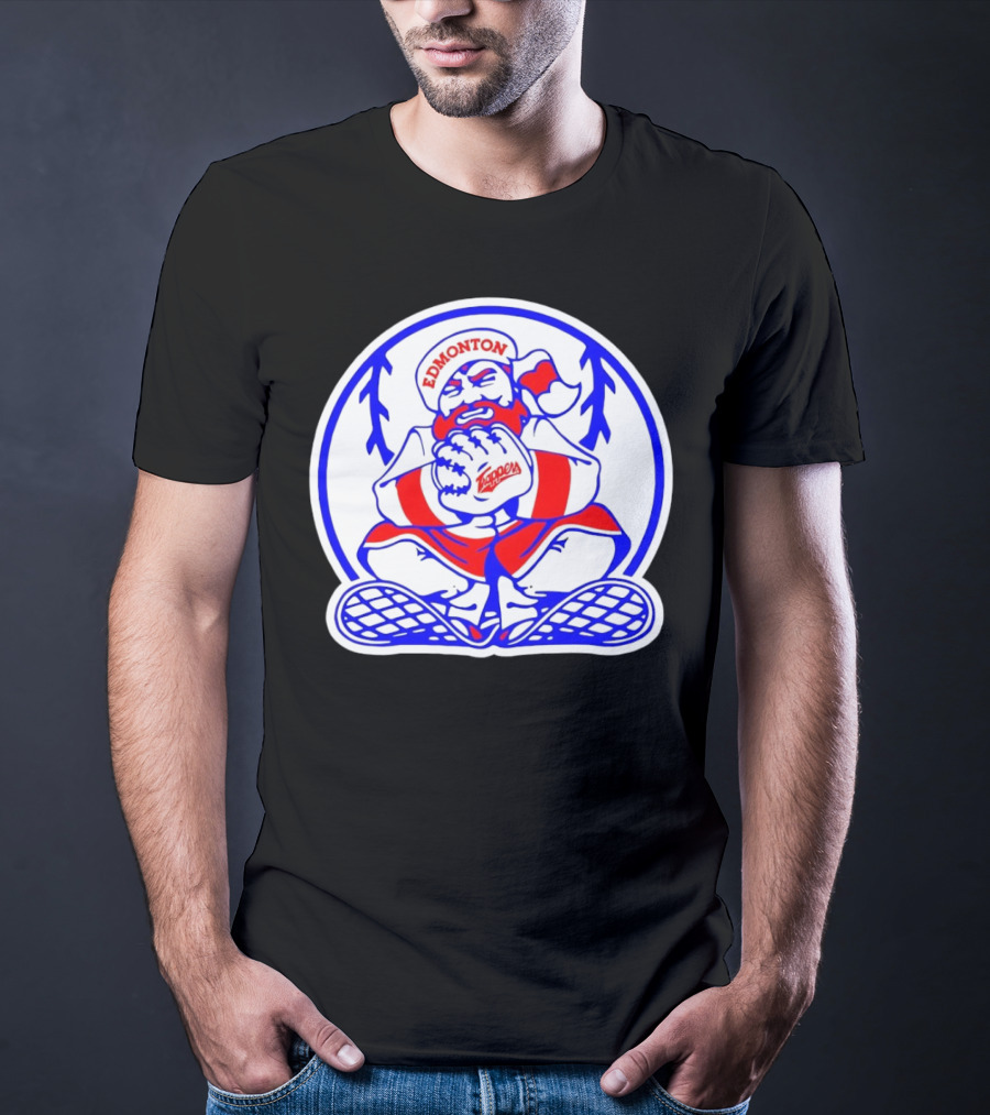 Edmonton Trappers Santa Logo Baseball Winter T-Shirt