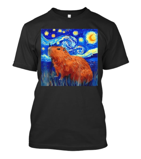 Capybara Starry Night Van Gogh Fusion T-Shirt
