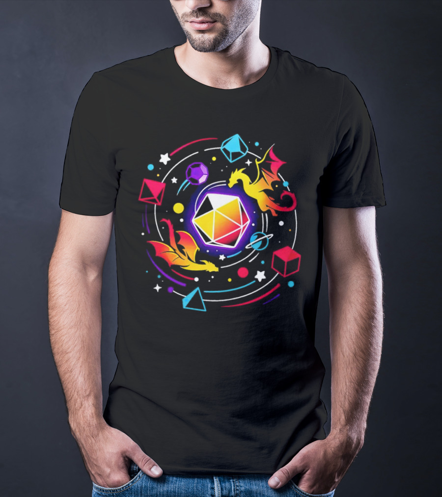 Dragon Dice Solar System Fantasy Colors T-Shirt