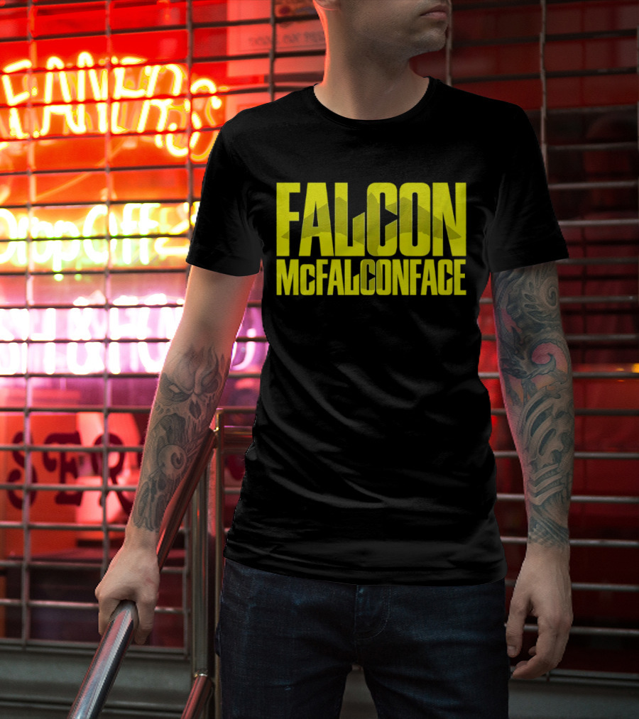 Falcon McFalconface Bold Yellow Text With Falcon T-Shirt