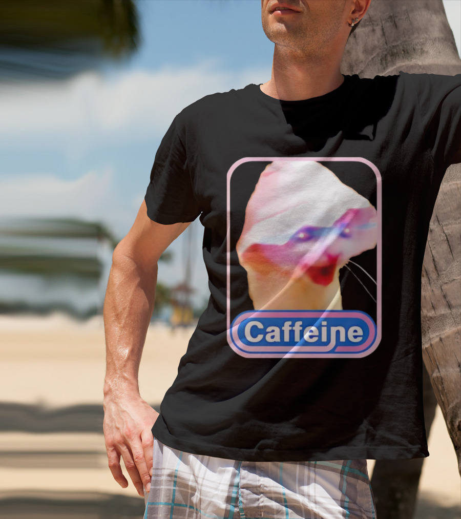 K45ink Caffeine Meme Cat With Glowing Eyes T-Shirt