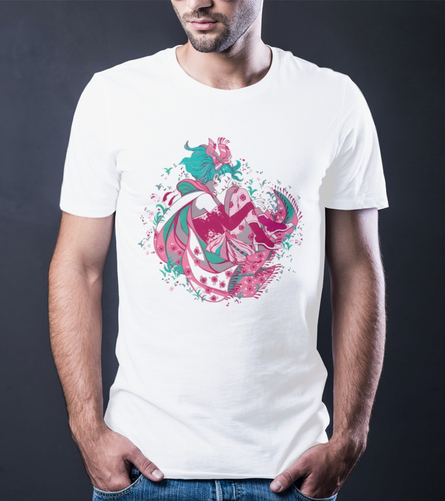 The Floating Garden Lovers In Bloom With Vibrant Floral Embrace T-Shirt