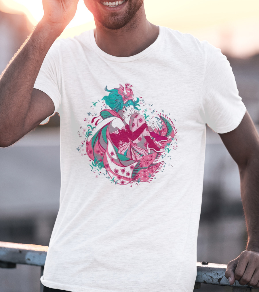 The Floating Garden Lovers In Bloom With Vibrant Floral Embrace T-Shirt