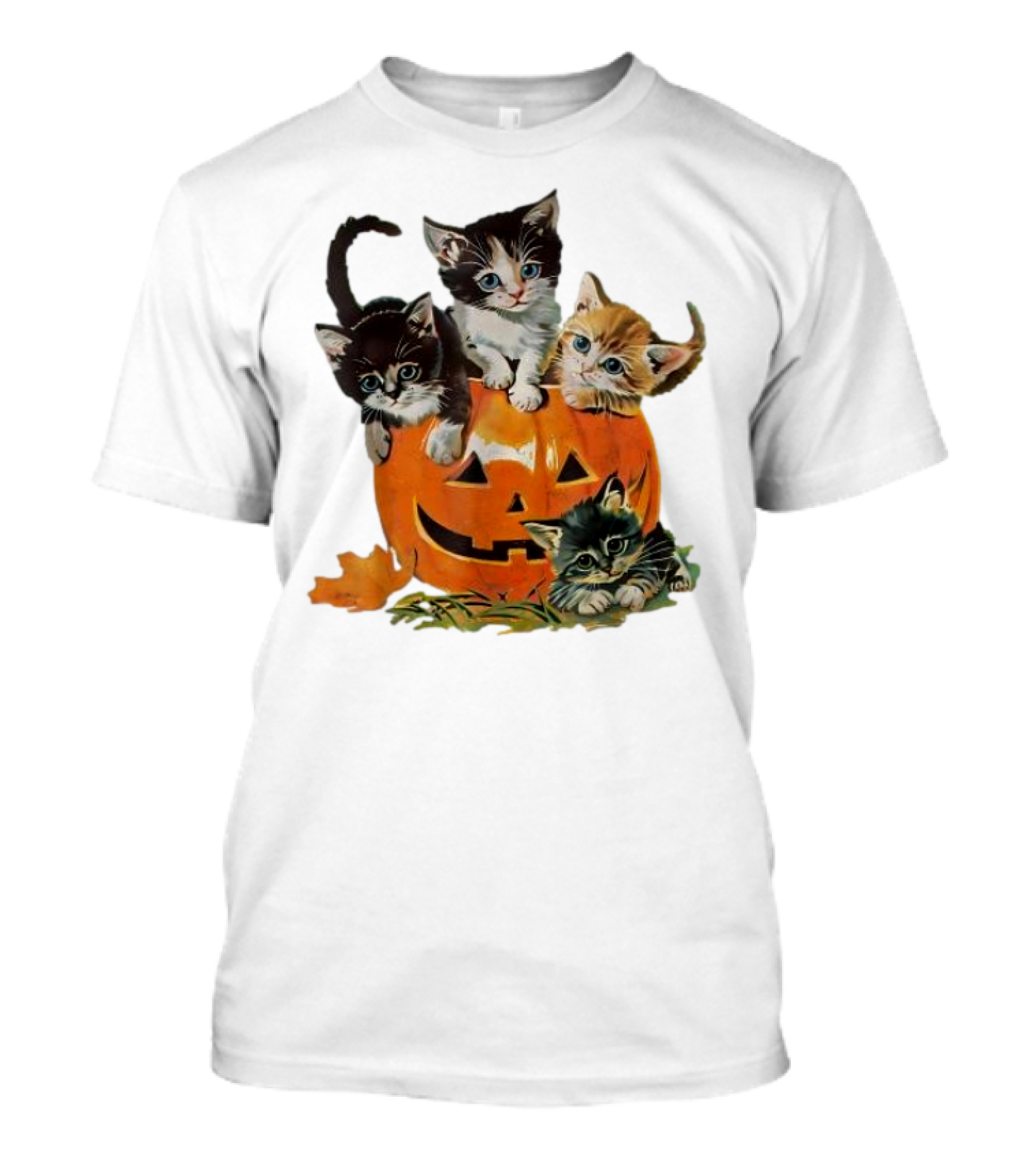 Vintage 90s Cat Pumpkin Halloween Spooky Season T-Shirt