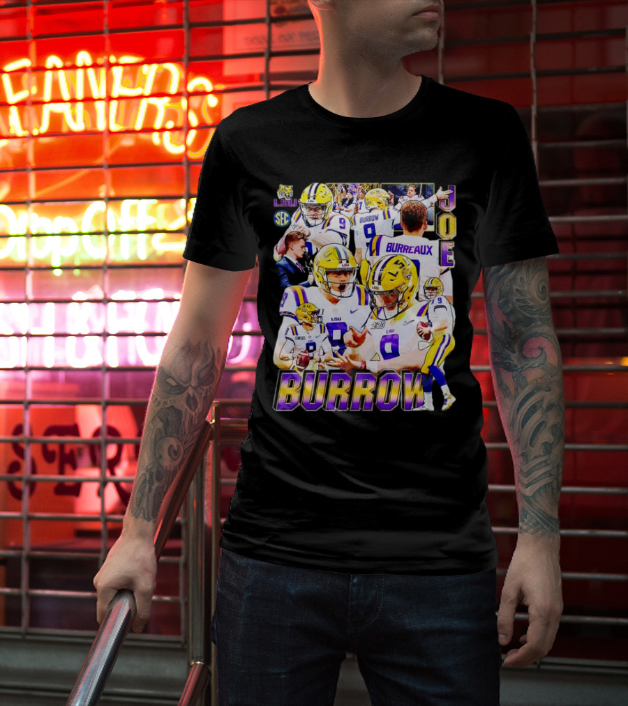 LSU Tigers Joe Burrow 9 SEC Football Burreaux Quarterback T-Shirt