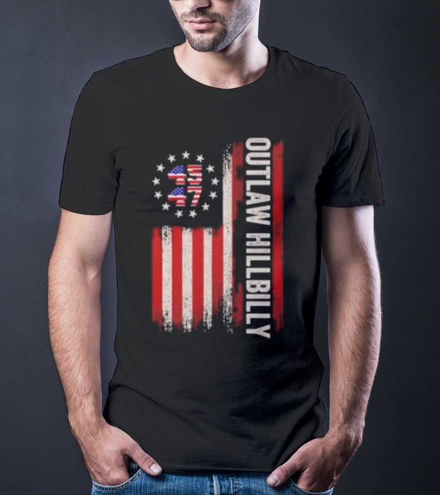 Outlaw Hillbilly American Flag 1776 Stars Stripes T-Shirt