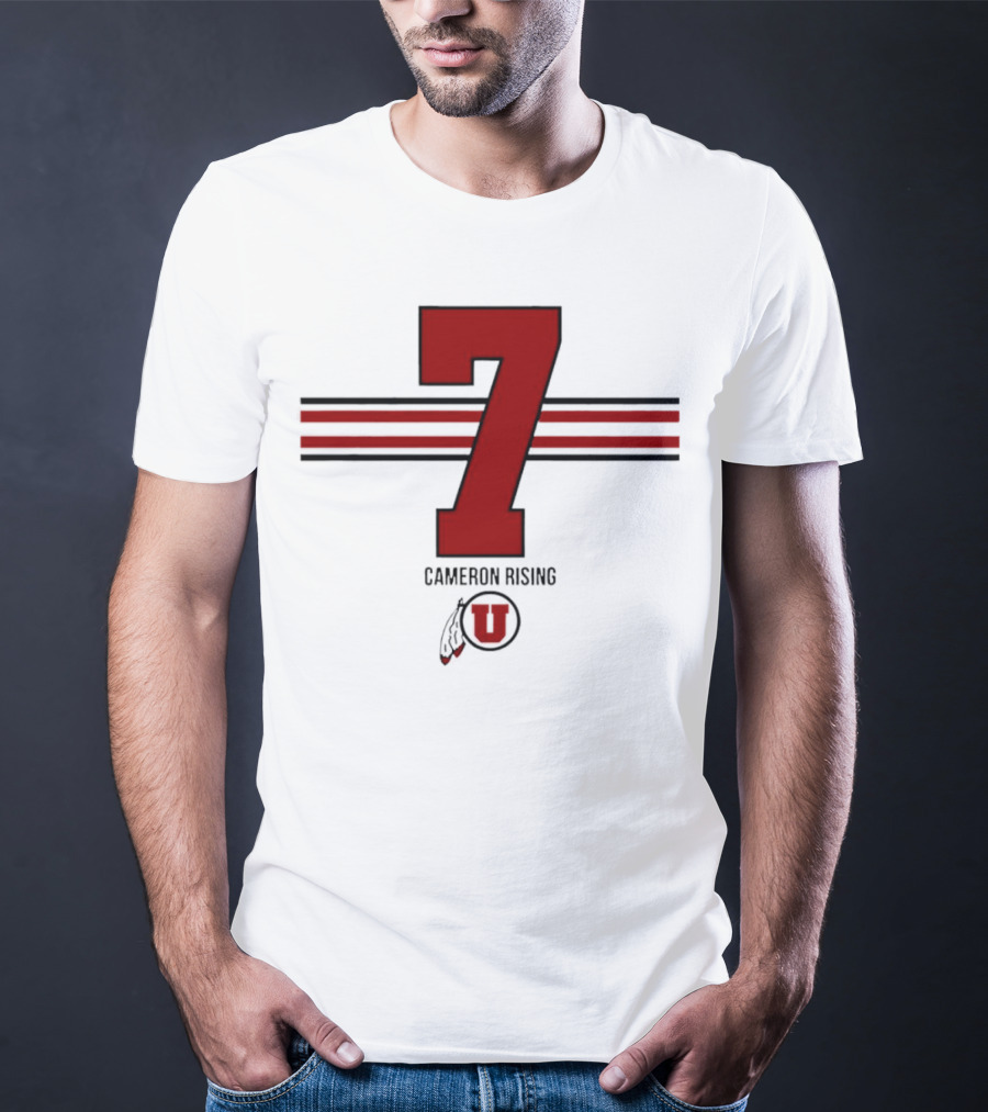 Cameron Rising Utah Utes Number 7 Stripe T-Shirt