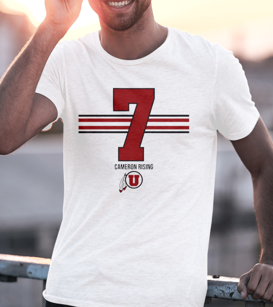 Cameron Rising Utah Utes Number 7 Stripe T-Shirt