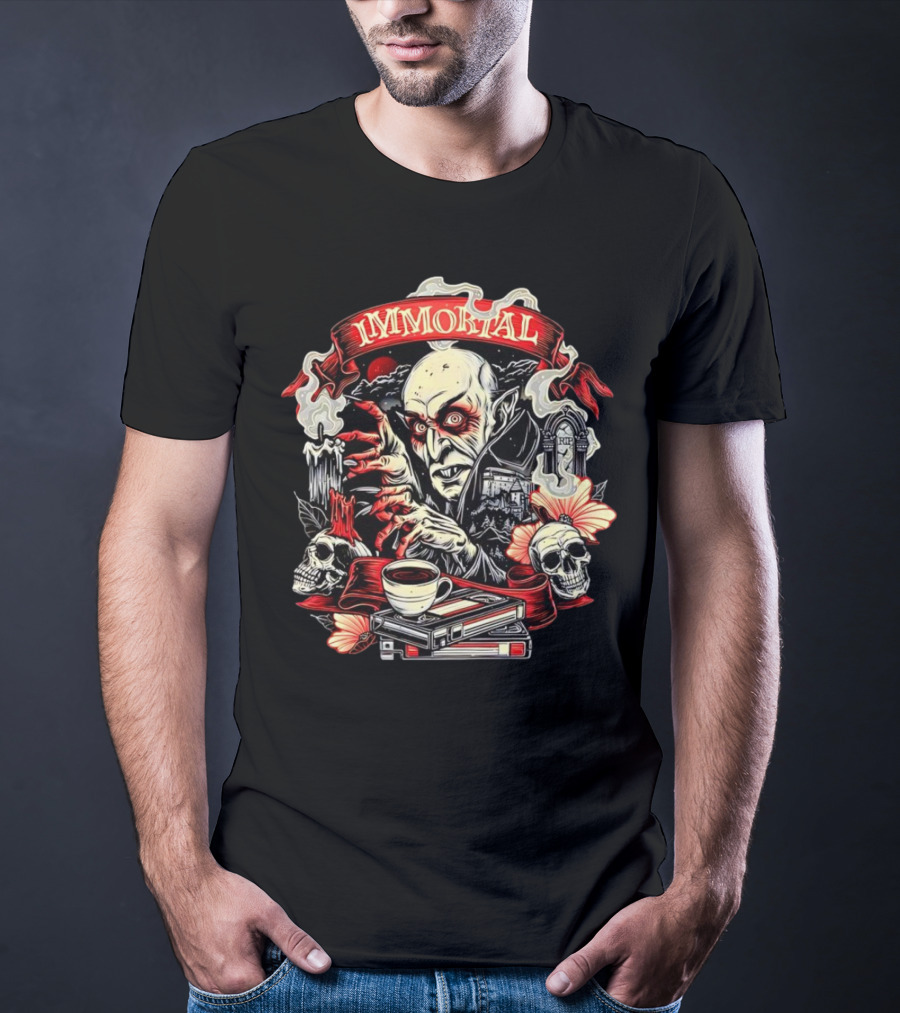 Count Orlok Nosferatu Immortal Vampire With Skulls And Coffin Mug T-Shirt