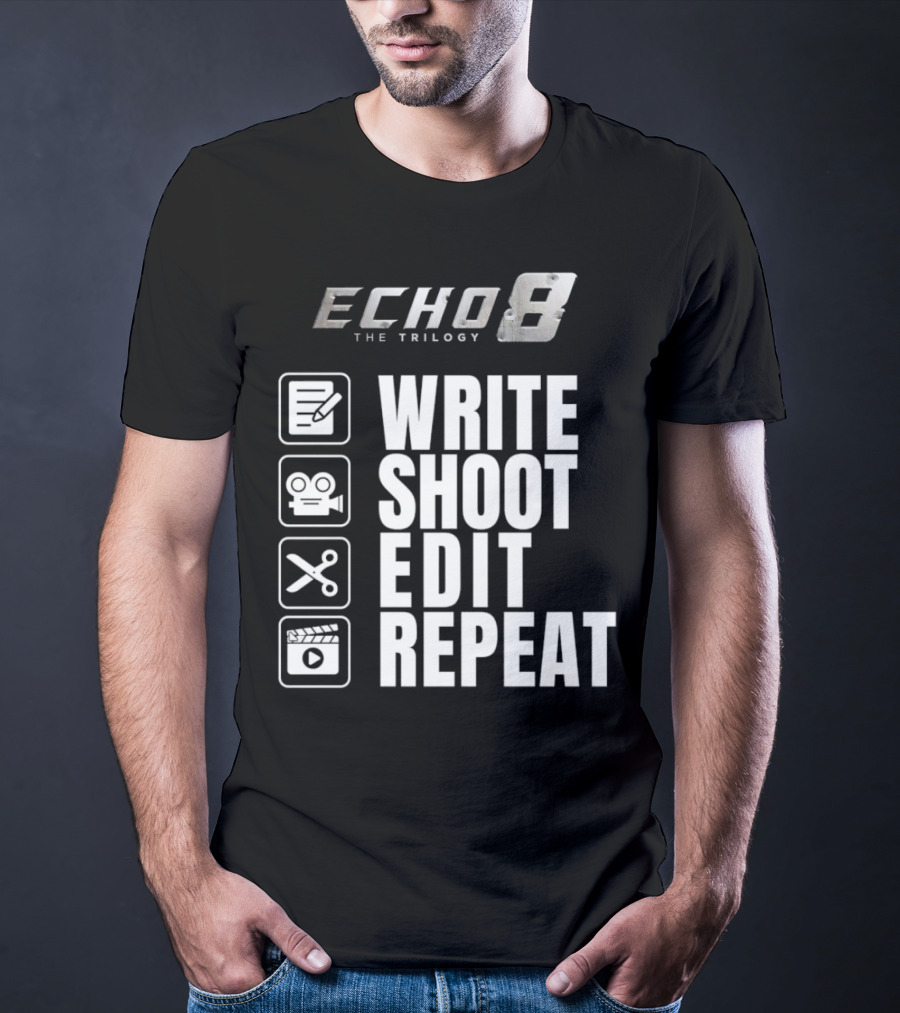 Echo 8 The Trilogy Write Shoot Edit Repeat Icons T-Shirt