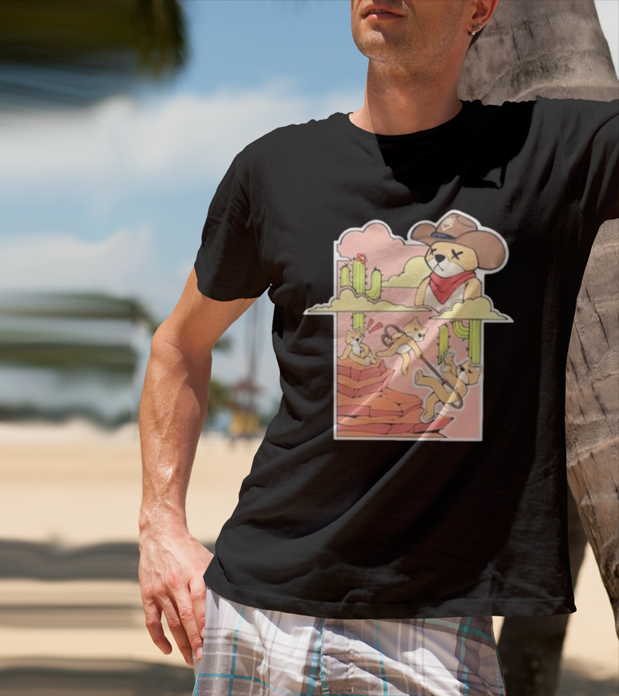 Rich And Lonely Outlaw Richie Cowboy Bear Adventure Cactus Desert T-Shirt