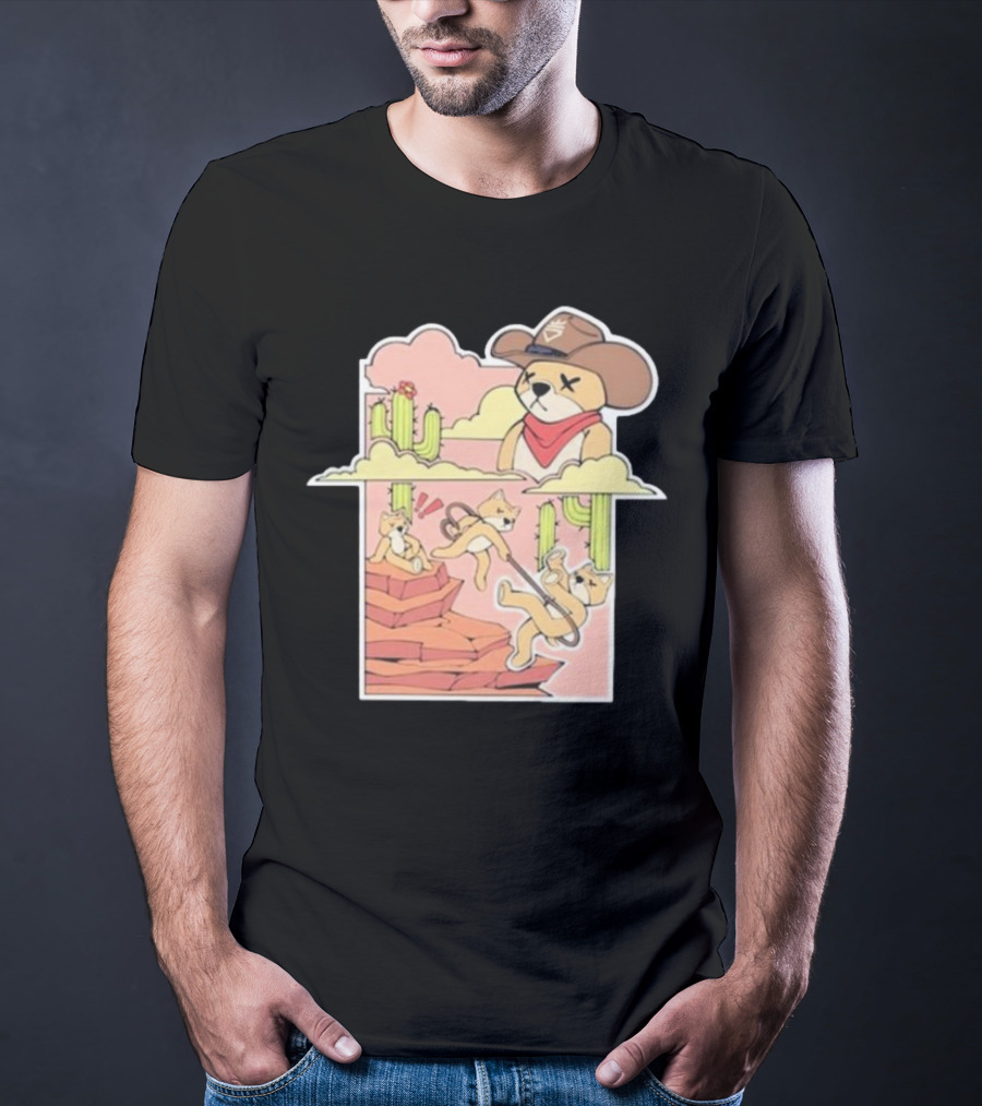 Rich And Lonely Outlaw Richie Cowboy Bear Adventure Cactus Desert T-Shirt
