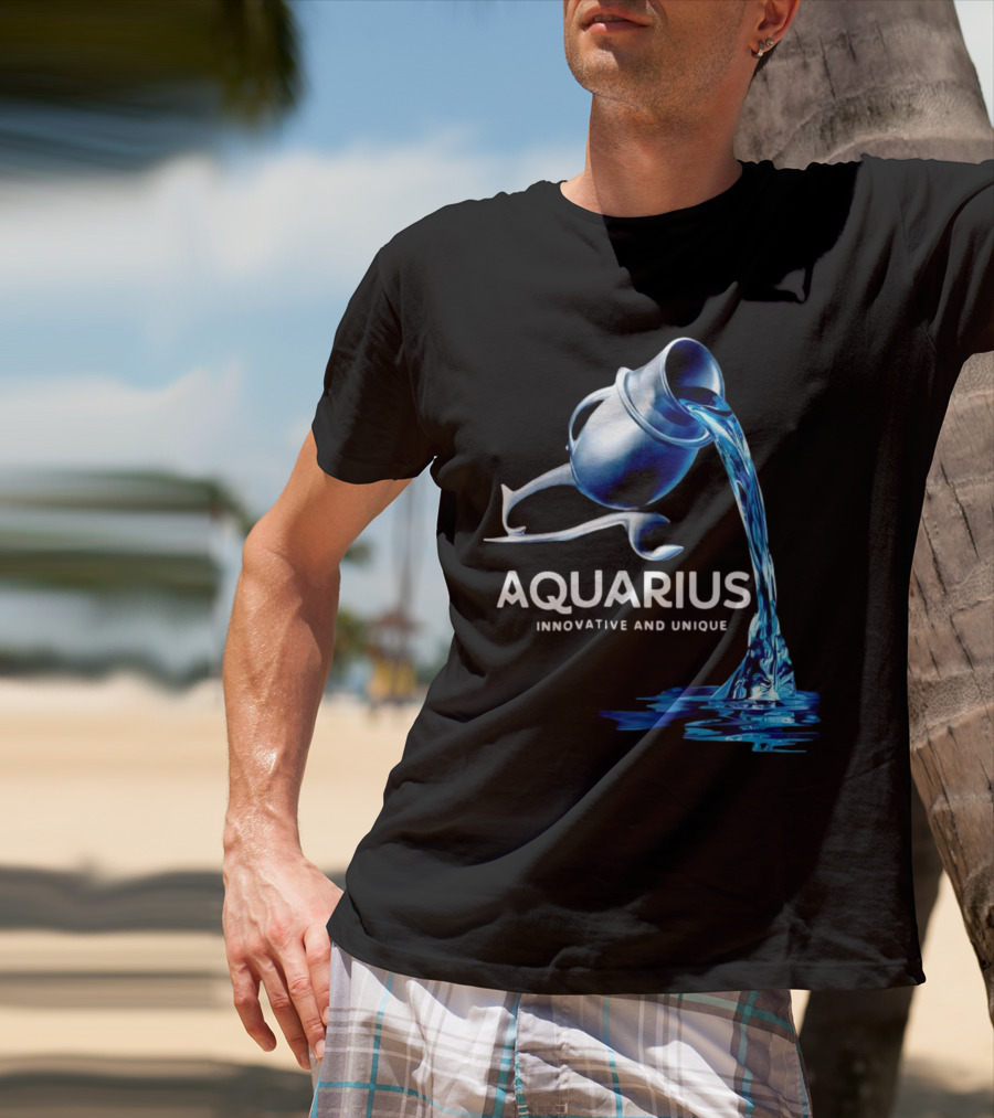 Aquarius Zodiac Sign Innovative And Unique Water Bearer Pouring Blue Water T-Shirt