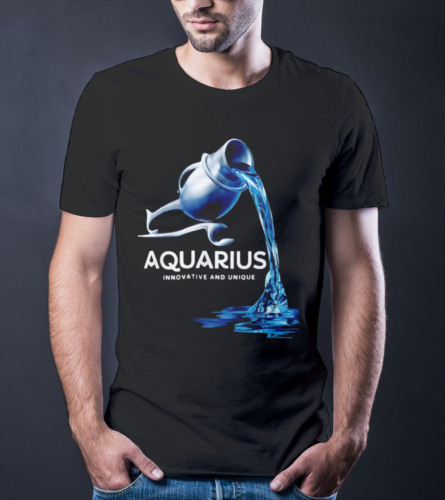 Aquarius Zodiac Sign Innovative And Unique Water Bearer Pouring Blue Water T-Shirt