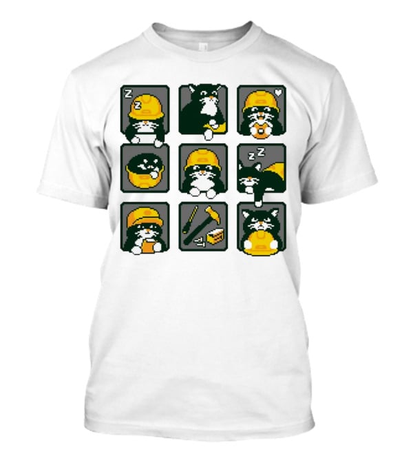 Cats In Construction Jobs Pixel Art Game T-Shirt