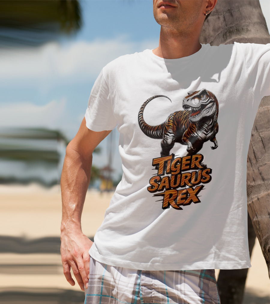 Fierce Tiger Saurus Rex Dinosaur Tiger Saurus Rex T-Shirt