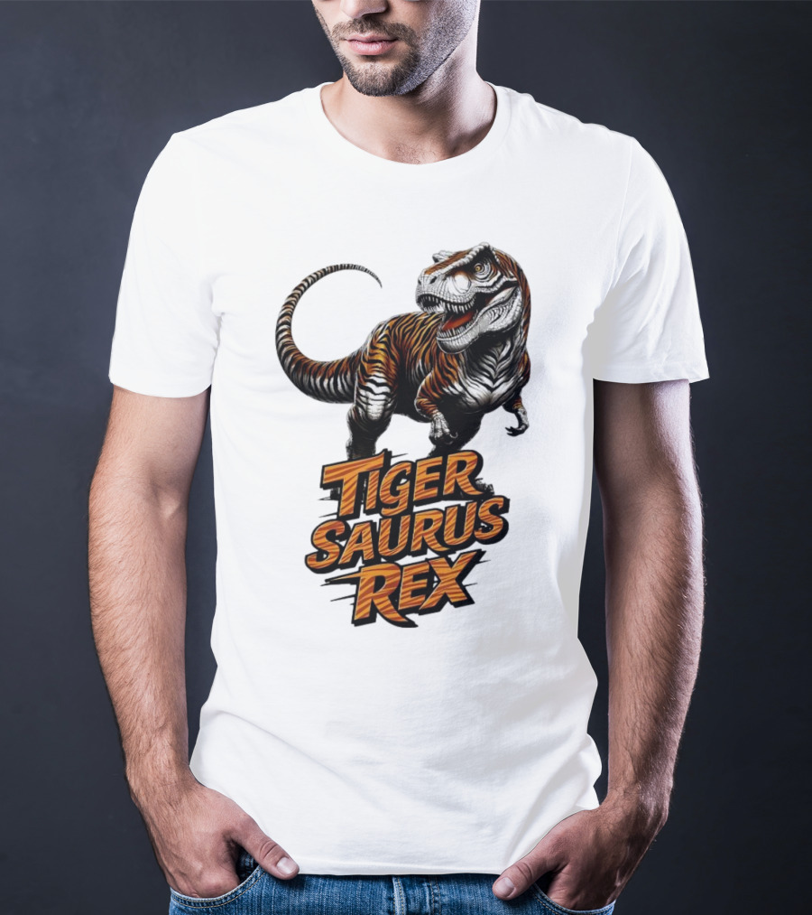 Fierce Tiger Saurus Rex Dinosaur Tiger Saurus Rex T-Shirt