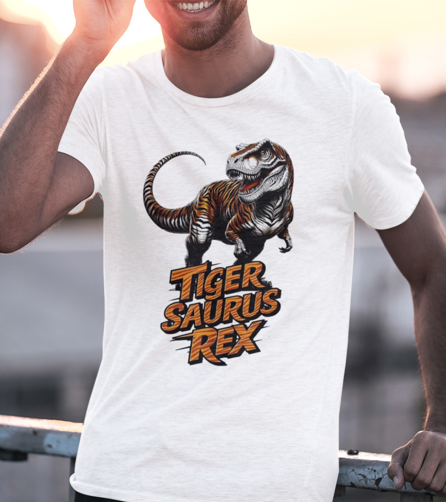 Fierce Tiger Saurus Rex Dinosaur Tiger Saurus Rex T-Shirt
