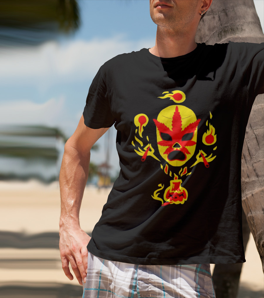 The Ablazing Blitzed Brothers Flaming Leaf Mask T-Shirt