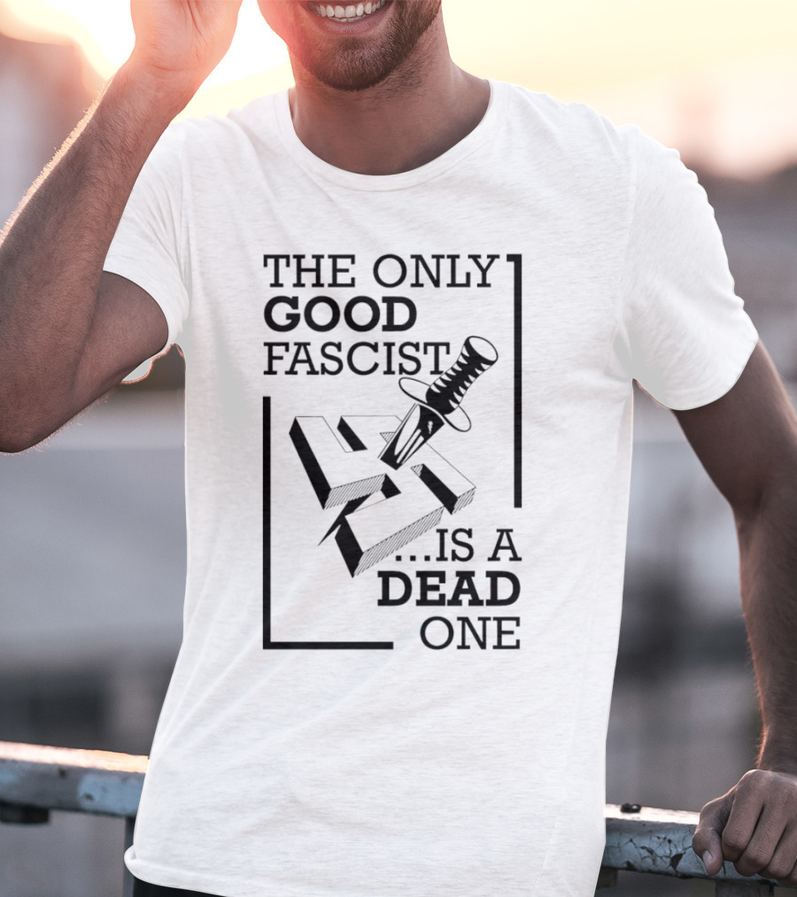 The Only Good Fascist Is A Dead One Knife Swastika T-Shirt